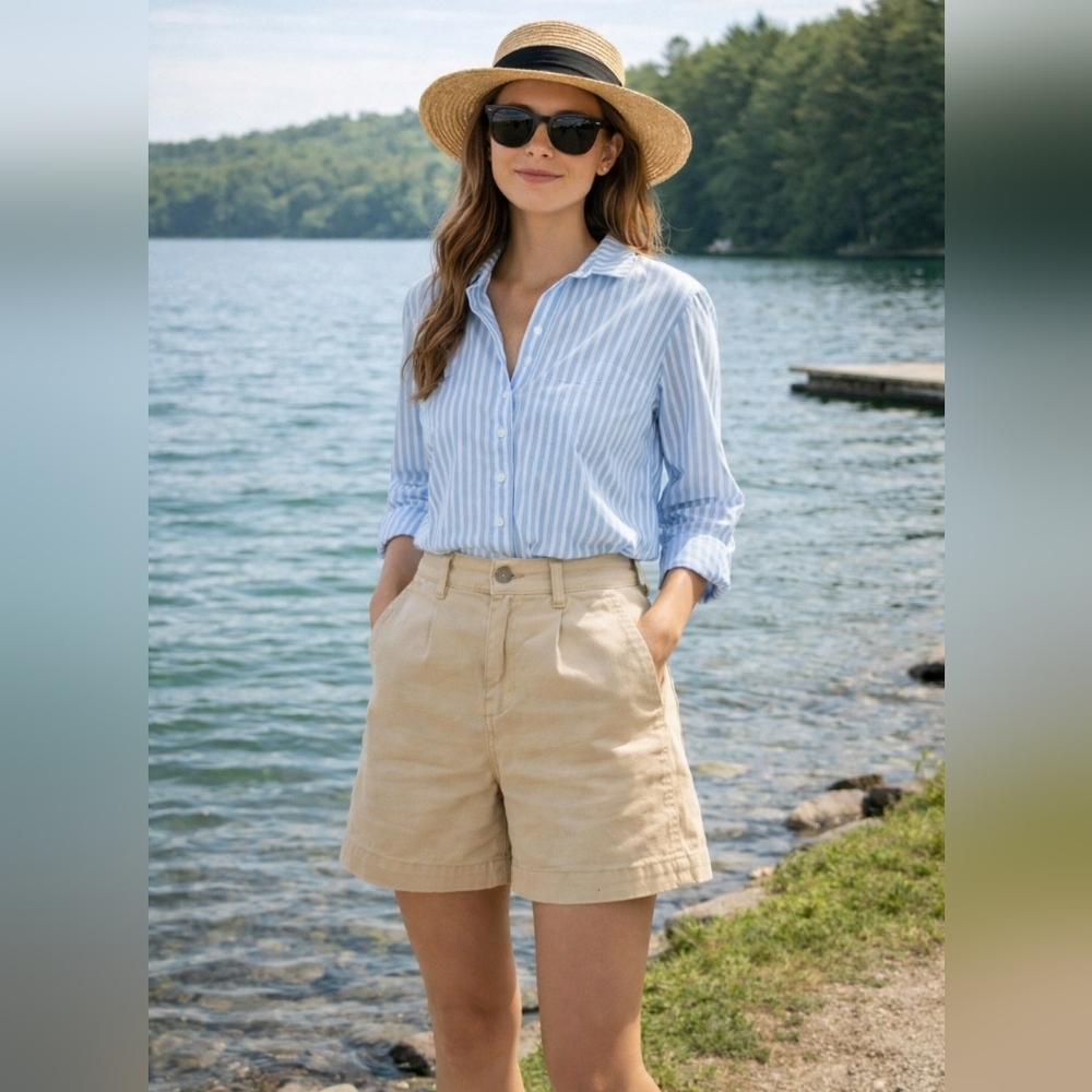 Nwt LL Bean Shorts Women 10 Tan Khaki Casual Garden Quiet Luxury Y2k 90s